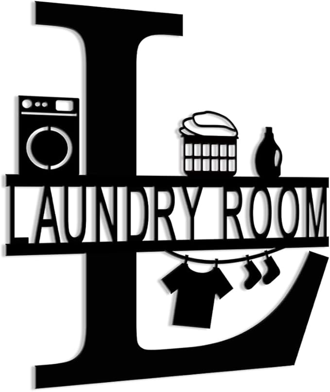 XORT Laundry Room Decor Sign, Vintage Metal Laundry Sign Wall Hanging Decoration for Laundry Room Shelf Laundry Wall Art. (Black - 10 x 12 inch)