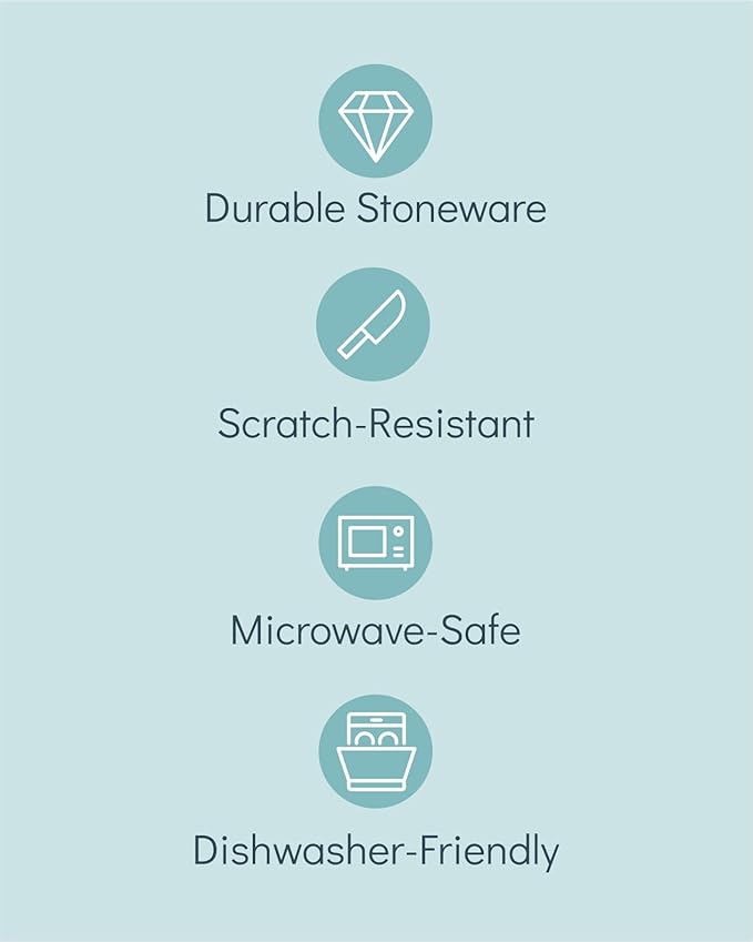 12 Piece Dinnerware Sets for 4 - Modern Style Stoneware Dinnerware Set - Scratch Resistant, Dishwasher, Microwave Safe Plates and Bowls Sets Ceramic, Bowl and Plate Set - Beige and Light Blue…