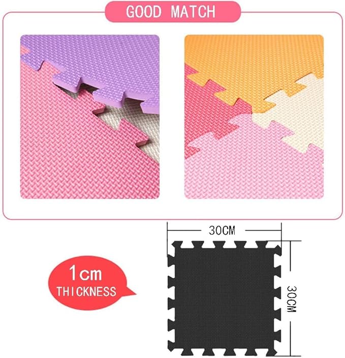 YIMINYUER® 25 Tiles (30cm×30cm×1cm Each Tile) Baby Soft Puzzle Play Mats, Kids Thick EVA Foam Floor, Toddlers & Children's Soft Interlocking Mat