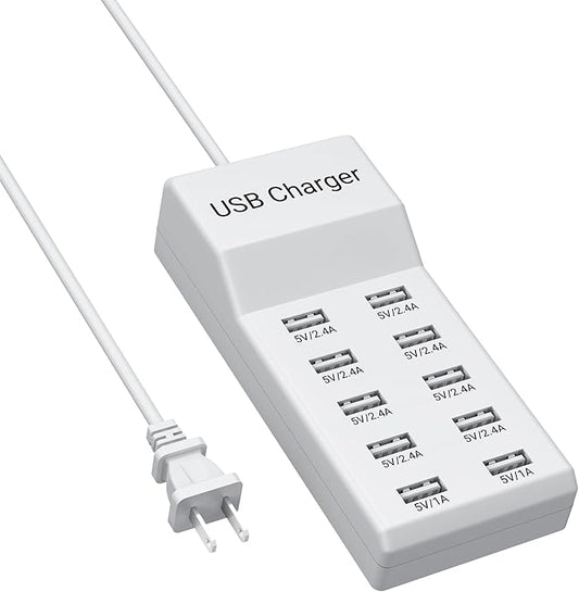 10-Port USB Charger Station, 50W10A Multiport Charger Hub for iPhone, Galaxy, iPad & More