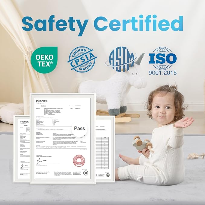 1.3" Thick Baby Play Mat for Floor, 28x72 Foam Tummy Time Mat, Padded Support Soft Plush Bedside Rugs for Infant Kids Toddler Crawling Kick Activity (Light Grey)