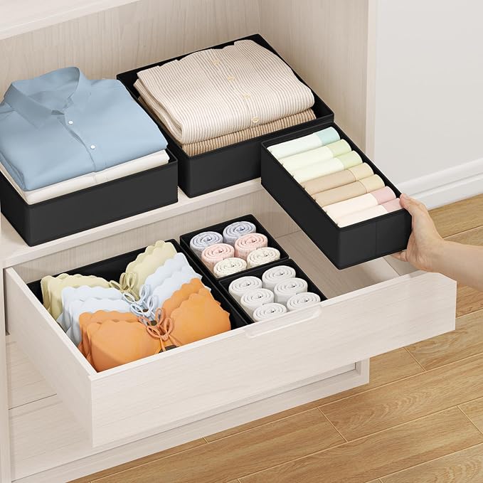 DIMJ Drawer Organizer Clothes Storage - 24 Pack Baby Dresser Organizer for Nursery, Small Fabric Closet Drawer Organizer Bins for Underwears Socks, Foldable Storage Dividers Organization for Bedroom