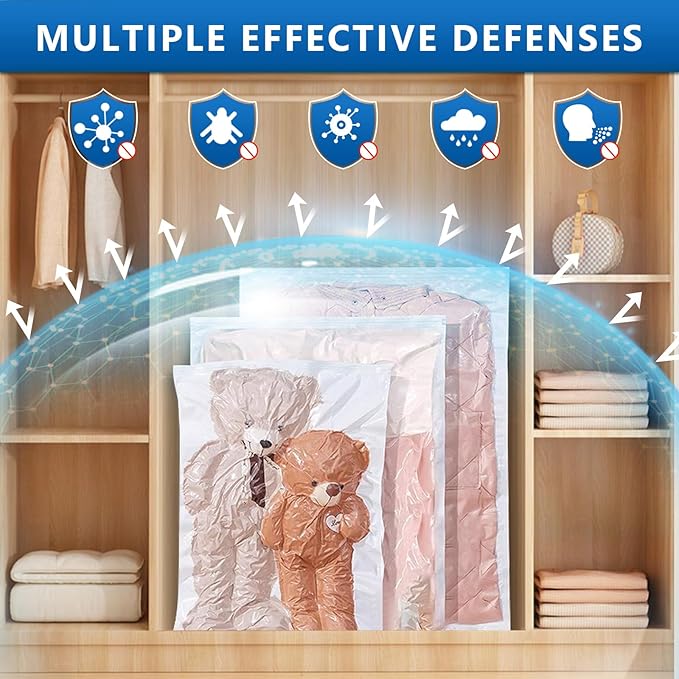 ZXA Vacuum Storage Bag with Electric Air Pump, 20 Pack (4 Jumbo, 4 Large, 4 Medium, 4 Small, 4 Roll Up Bags) Vacuum Seal Bags for Clothing, Pillows, Blanket, Duvets, Comforters, Travel