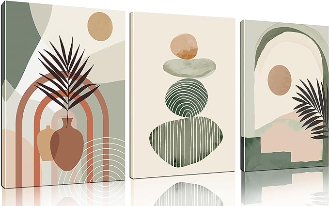 ZHAOSHOP Bohemian Wall-Decor - Modern Minimalist Wall Art - 3 Piece Wall Art for Living Room Ready to Hang Size 24" x 36"
