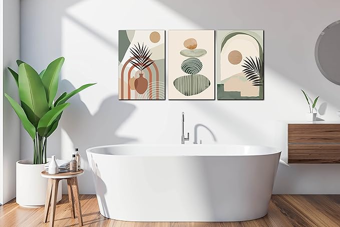 ZHAOSHOP Boho Room-Decor for Bedroom - Green Canvas Art Wall Decor - Modern Minimalist Wall Art Ready to Hang Size 24" x 16"x 3 Pieces