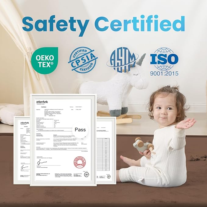 1.3" Thick Baby Play Mat for Floor, 28x72 Foam Tummy Time Mat, Padded Support Soft Plush Bedside Rugs for Infant Kids Toddler Crawling Kick Activity (Chocolate Brow)