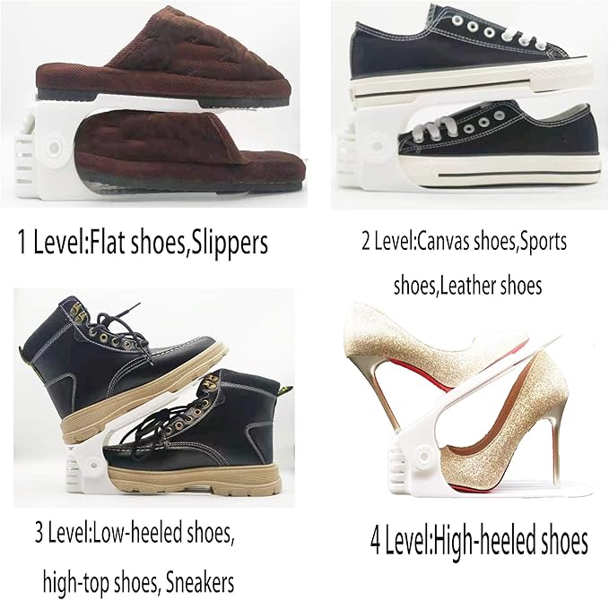 12 Pack Shoe Slots Organizer, Adjustable Double Layer Shoe Stack Sandals Rack, 50% Space-Saving Storage Shoe Stacker Holder for Closet Organization