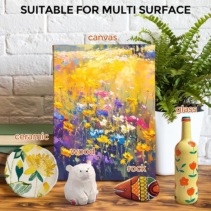 12 Colors Large Acrylic Paint Set (16.9 oz,500 ml), Bulk Acrylic Paint Non-Toxic Art Painting Supplies on Multi Surface Pumpkin Canvas Wood Craft Fabric Rock for Artist Kids with Color Wheel