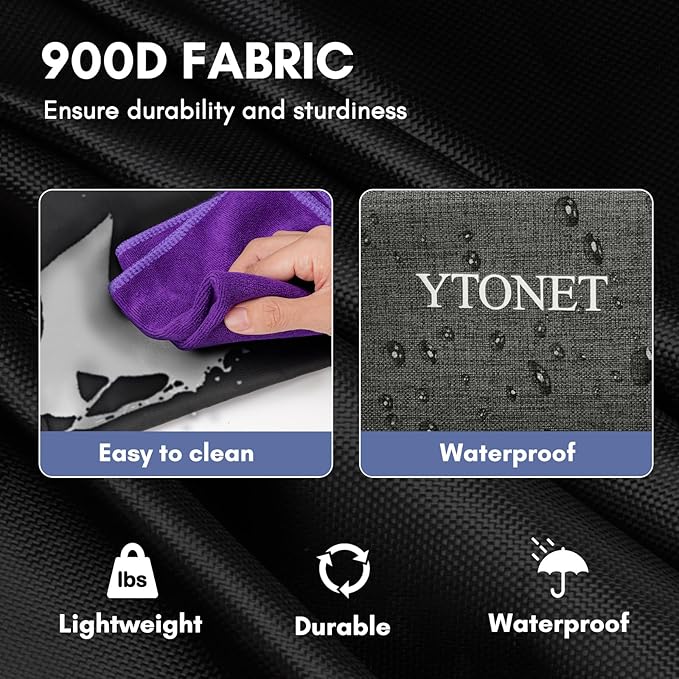 Ytonet Extra Large Cleaning Caddy Bag with 4 Foldable Dividers, Wearable Cleaning Caddy Organizer with Handle & Shoulder Strap & Waist Strap, Housekeeping Tote for Cleaners, Black Grey