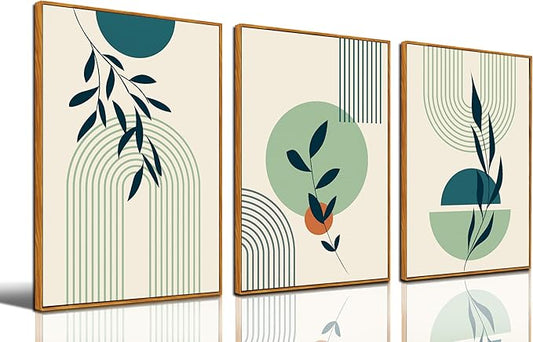 ZHAOSHOP Green Plant Framed Wall Art - Bohemian Wall Decor for Bedroom - Boho Pictures Wall Decor Size 24" x 36" x 3 Pieces