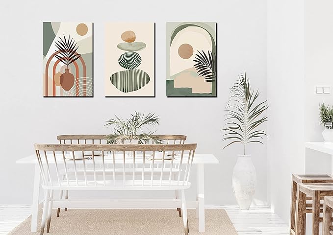 ZHAOSHOP Boho Room-Decor for Bedroom - Green Canvas Art Wall Decor - Modern Minimalist Wall Art Ready to Hang Size 24" x 16"x 3 Pieces