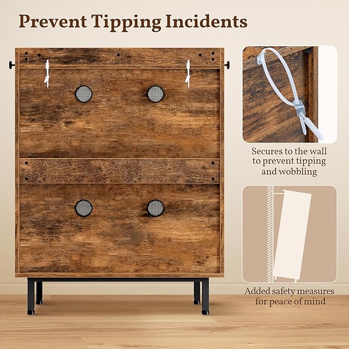 Yaheetech Shoe Storage Cabinet with Barn-Inspired Doors, 6-Tier Shoe Cabinet with Adjustable Shelves & Side Hooks, Compact Shoe Rack Organizer Cabinet for Entryway, Hallway, Rustic Brown