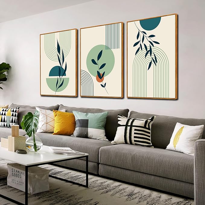 ZHAOSHOP Green Plant Framed Wall Art - Bohemian Wall Decor for Bedroom - Boho Pictures Wall Decor Size 24" x 36" x 3 Pieces