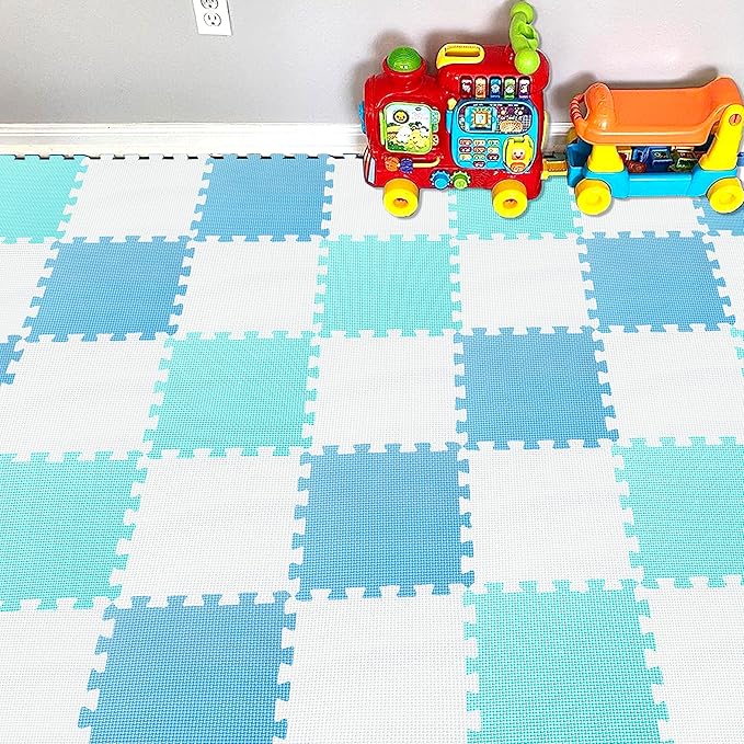 YIMINYUER® 25 Tiles (30cm×30cm×1cm Each Tile) Baby Soft Puzzle Play Mats, Kids Thick EVA Foam Floor, Toddlers & Children's Soft Interlocking Mat R01R07R08G301025