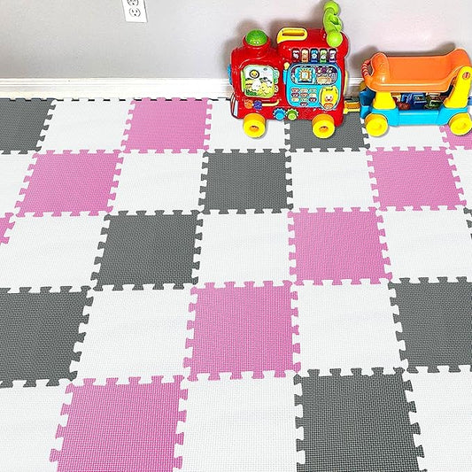YIMINYUER® 25 Tiles (30cm×30cm×1cm Each Tile) Baby Soft Puzzle Play Mats, Kids Thick EVA Foam Floor, Toddlers & Children's Soft Interlocking Mat R01R03R12G301025