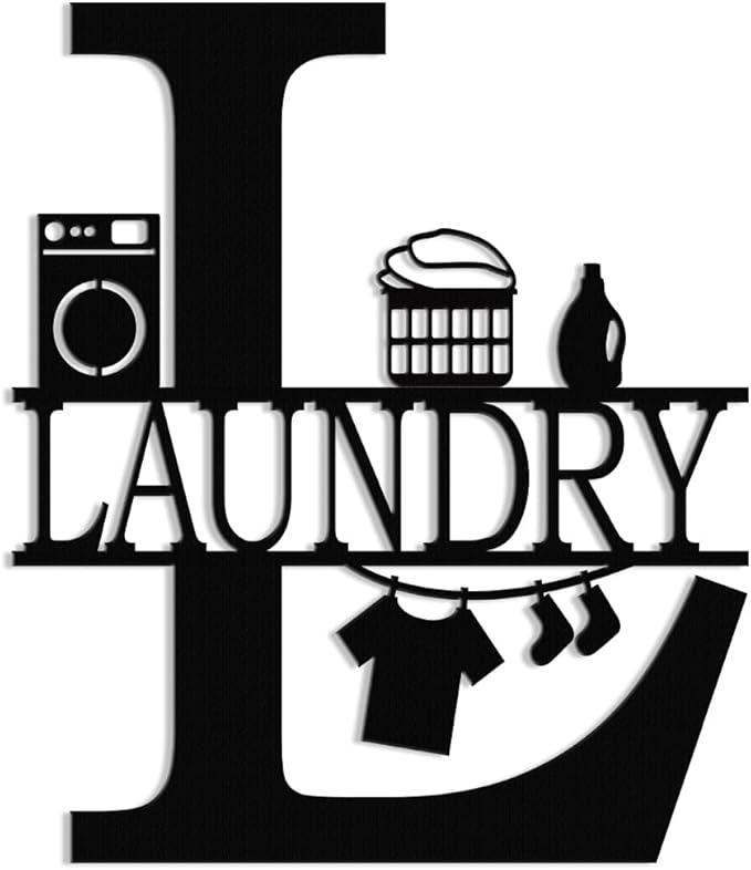 XORT Laundry Room Decor Sign, Vintage Metal Laundry Sign Wall Art for Modern Home, Kitchen, Bathroom Hanging Decoration. (Black - 12 x 14 inch)
