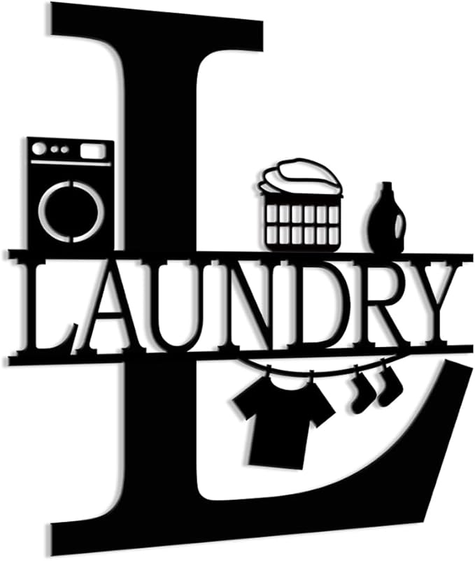 XORT Laundry Room Decor for Wall Farmhouse Laundry Sign, Vintage Metal Laundry Sign for Laundry Room Shelf Laundry Wall Art. (Black - 10 x 12 inch)