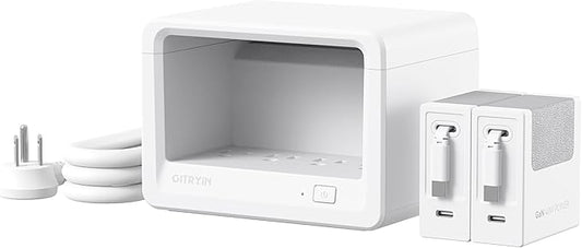 10-in-1 Desktop Charging Station with 2 Retractable Wall Chargers, 40W USB-C Power Strip with 6 AC, 2 USB C, 2 Type-C 31.5in Cables, Extension Cord with 1020J Surge Protection for Home Office