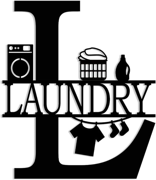 XORT Laundry Room Decor for Wall Farmhouse Laundry Sign, Vintage Metal Laundry Sign for Laundry Room Shelf Laundry Wall Art. (Black - 10 x 12 inch)