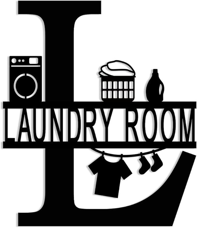XORT Laundry Room Decor Sign, Vintage Metal Laundry Sign Wall Hanging Decoration for Laundry Room Shelf Laundry Wall Art. (Black - 10 x 12 inch)
