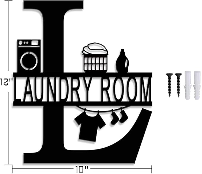 XORT Laundry Room Decor Sign, Vintage Metal Laundry Sign Wall Hanging Decoration for Laundry Room Shelf Laundry Wall Art. (Black - 10 x 12 inch)