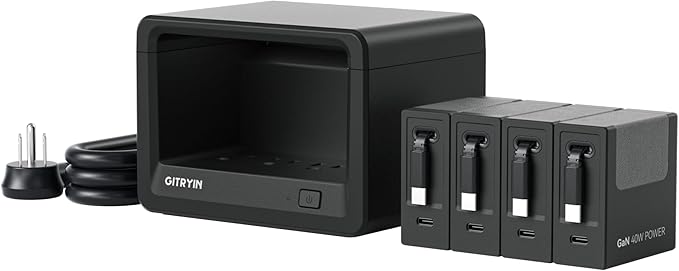 12-in-1 Desktop Charging Station with 4 Retractable Type-C Wall Chargers, 40W USB-C Power Strip with Flat Plug, Extension Cord with 1020J Surge Protection for Home Office