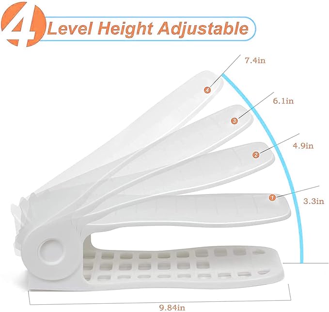 YIHATA Shoe Slots Organizer, Adjustable Shoe Stacker Storage Space Saver, Double Deck Shoe Rack Holder for Closet Organization, Thickening Quality Upgrade (16Pack, White)