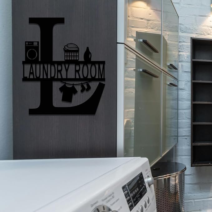 XORT Laundry Room Decor Sign, Vintage Metal Laundry Sign Wall Hanging Decoration for Laundry Room Shelf Laundry Wall Art. (Black - 10 x 12 inch)