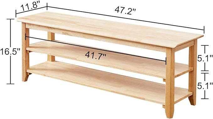 XKZG Storage Bench Wooden Shoe Rack Bench Simple Style Wood Entryway Bench (Natural,47.2")