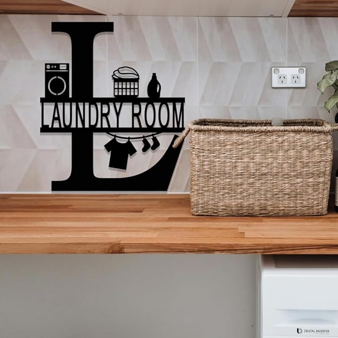 XORT Laundry Room Decor Sign, Vintage Metal Laundry Sign Wall Hanging Decoration for Laundry Room Shelf Laundry Wall Art. (Black - 10 x 12 inch)