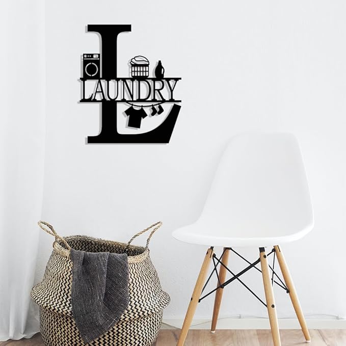 XORT Laundry Room Decor for Wall Farmhouse Laundry Sign, Vintage Metal Laundry Sign for Laundry Room Shelf Laundry Wall Art. (Black - 10 x 12 inch)