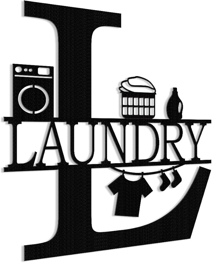 XORT Laundry Room Decor Sign, Vintage Metal Laundry Sign Wall Art for Modern Home, Kitchen, Bathroom Hanging Decoration. (Black - 12 x 14 inch)