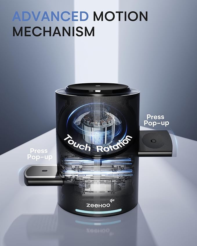 ZEEHOO 3 in 1 Charging Station for Apple Devices, Mag-Safe Charger Stand, Qi2 15W Auto-Rotating Wireless Charger for iPhone 16/15/14/13/12 Series& AirPods& iWatch(Black)