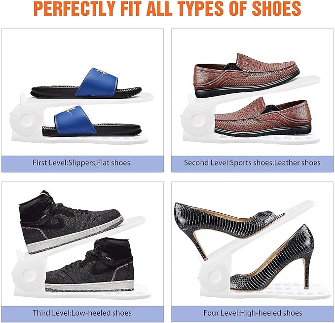 YIHATA Shoe Slots Organizer, Adjustable Shoe Stacker Storage Space Saver, Double Deck Shoe Rack Holder for Closet Organization, Thickening Quality Upgrade (16Pack, White)