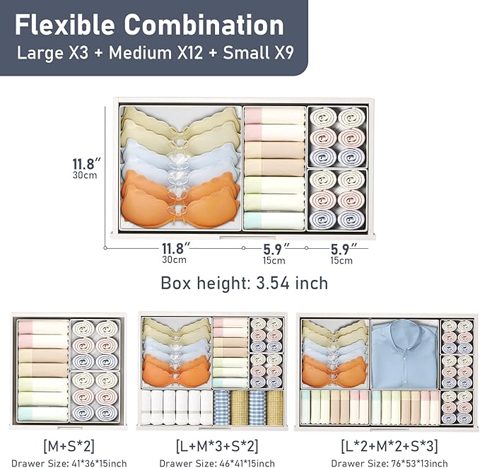 DIMJ Drawer Organizer Clothes Storage - 24 Pack Baby Dresser Organizer for Nursery, Small Fabric Closet Drawer Organizer Bins for Underwears Socks, Foldable Storage Dividers Organization for Bedroom