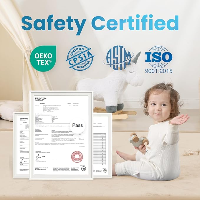 1.3" Thick Baby Play Mat for Floor, 39x59 Foam Tummy Time Mat, Padded Support Soft Plush Nursery Rug for Infant Kids Toddler Crawling Kick Activity (Beige)