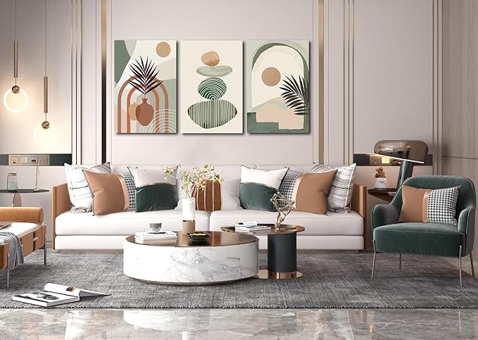 ZHAOSHOP Bohemian Wall-Decor - Modern Minimalist Wall Art - 3 Piece Wall Art for Living Room Ready to Hang Size 24" x 36"