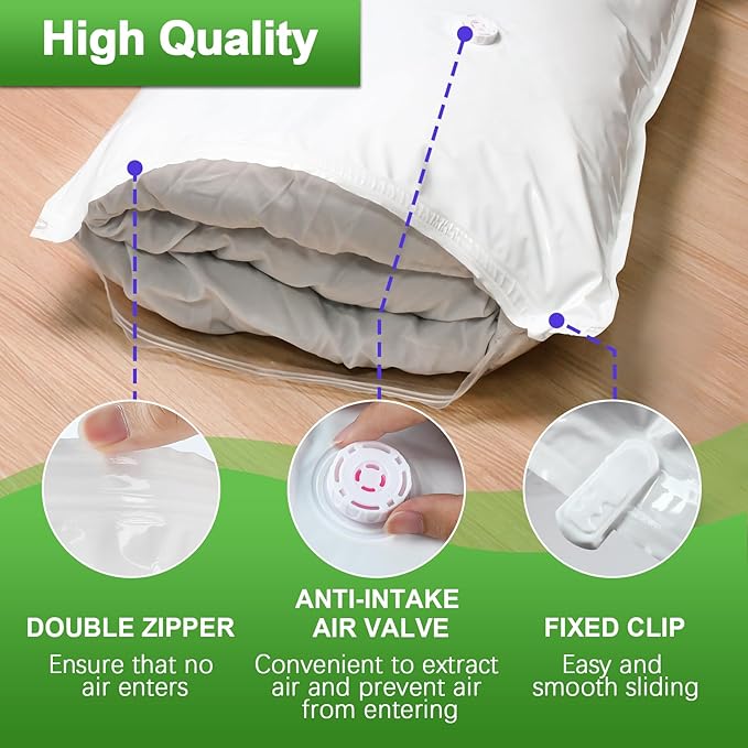 ZXA Vacuum Storage Bags with Electric Air Pump, 5 Pack Large 32''x 24'' Vacuum Seal Bags for Clothing, Space Saver Vacuum Storage Bags for Blanket, Duvets, Pillows, Comforters - White