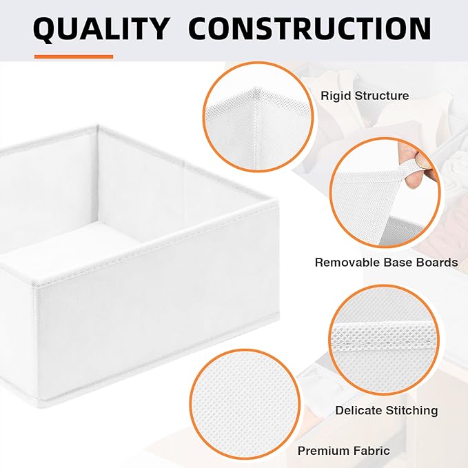 【FAMILY PACK】Drawer Organizer Clothes, 20 Pack Dresser Organizer Bins for Baby Clothes - Underwear Bra Sock Organizer - Fabric Closet Organization and Storage Dividers for Nursery Bedroom Dorm