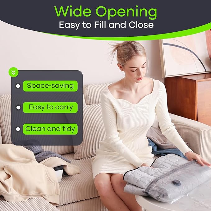 18 Pack Vacuum Bags for Travel with USB Pump, Compression Travel Vacuum Bags for Luggage and Suitcase, Carry-on Size Space Saver Bags for Clothes and Clothing