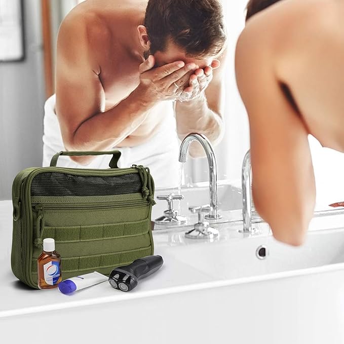 VELVEBAG Mens Toiletry Travel Bag Hanging Toiletry Bag Toiletry Bag Shaving Bag for Men Travel for Cosmetic,Toiletries,Accessories Green