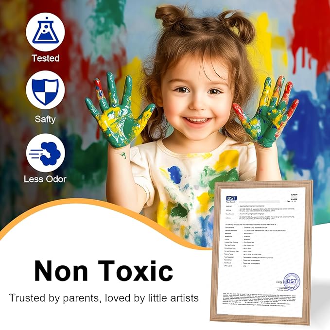 15 Colors Large Washable Paint Set (33.8oz/ 1000ml), Bulk Painting Supplies Non Toxic Tempera Paint for Kids Toddlers, Poster & Finger Paint for Art DIY Craft Classroom School Home-with Pump