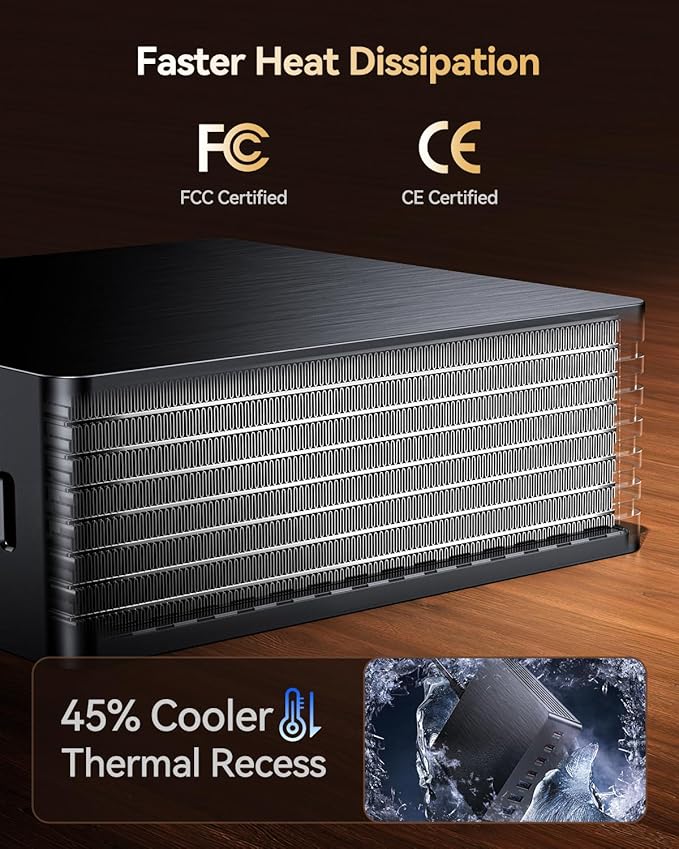 140W USB C Charger Block, GaN III 7 Port Fast Charging Station, PD 3.0 USB Wall Charger for Multiple Devices, Portable Power Strip Laptop Charging Hub Travel Adapter for iPad iPhone Samsung Android