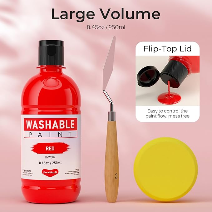 18 Colors Large Washable Paint Set for Kid (8.45oz,250 ml), Bulk Paint Supplies Non Toxic Children Tempera Paint for Art, Craft, DIY, Poster & Finger Paint, Face, School Home Classroom Party