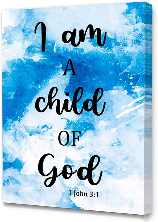Y069 I Am A Child Of God Inspirational Canvas Wall Art,Bible Verses Christian Art Canvas Butterfly Prints Framed Wall Art Ready to Hang For Bedroom Office Apartment Room Room Wall Décor
