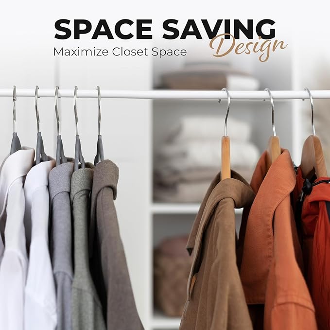 100 Pack Velvet Hanger for Shirt Pants Dresses Skirts Suits Jackets - Slim Space Saving Design - Standard Coat Hanger - Sturdy & Durable Design with Shoulder Grooves Hook - Grey