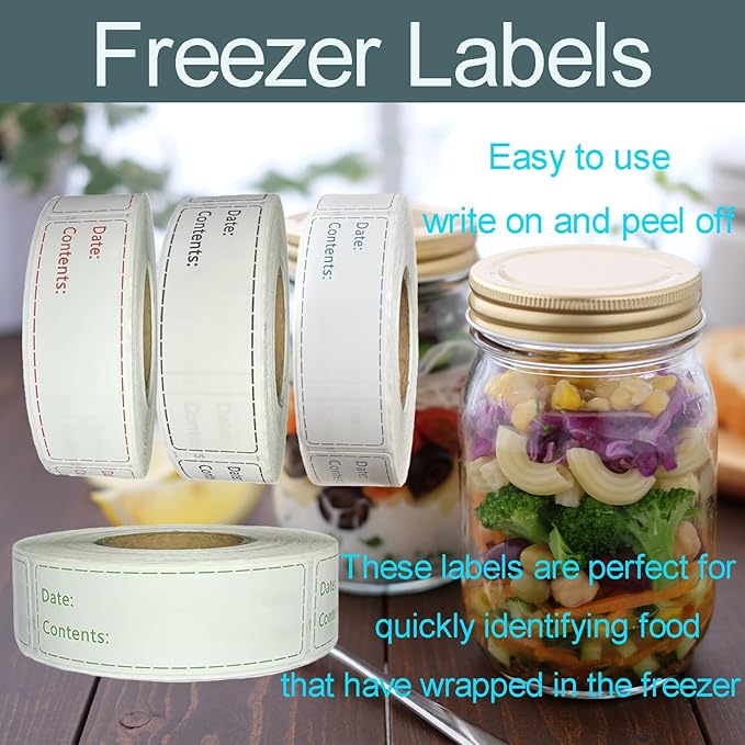 1000pcs Freezer Labels,1x3 inch for Food containers,Food Labels Quick and Easy to Remove- Easy to Write on(Green)