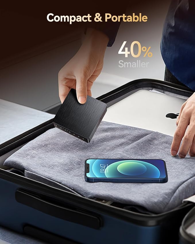 140W USB C Charger Block, GaN III 7 Port Fast Charging Station, PD 3.0 USB Wall Charger for Multiple Devices, Portable Power Strip Laptop Charging Hub Travel Adapter for iPad iPhone Samsung Android