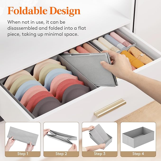 Lifewit Underwear Drawer Organizer for Closet 16 Pack, 3 Sizes Dresser Organizer Dividers, Deep Fabric Foldable Drawer Storage Organizer Bins for Clothes, Sock, Bra, Lingerie, Undies
