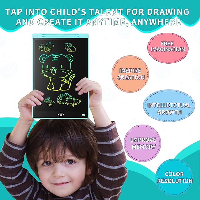 [2 Pack] Genialba LCD Writing Tablet 12-Inch Colorful Doodle Board, Toddler Learning Educational Toys Gifts for 3-8 Years Old Girls and Boys, Electronic Drawing Pad for Kids (Pink&Blue)